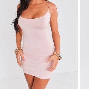 NWT Prettylittlething Pink Nude Soft Jersey Slip Bodycon Dress